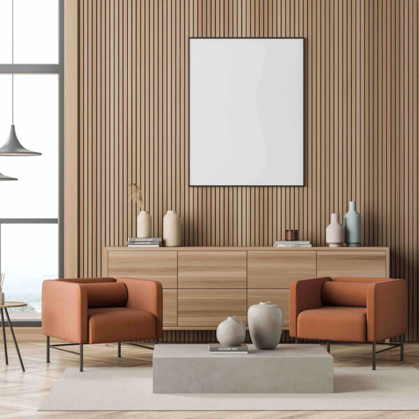 Light Walnut Acoustic Panel 2400mm x 600mm - Image 2