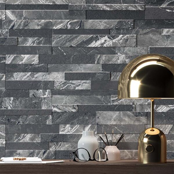 Oswald Black Split Face Matt Porcelain Wall 150x610mm - Image 2
