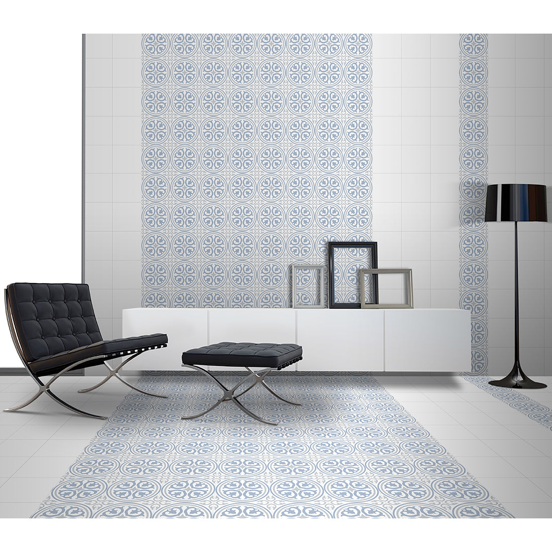 Vintage Cube Pattern 20x20 Blue Matt - Image 2